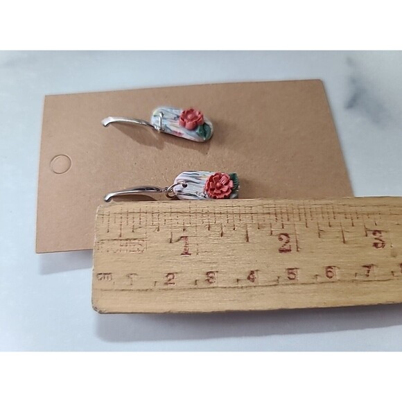 Polymer Clay Floral Dangling Pierced Earrings New - Picture 8 of 10